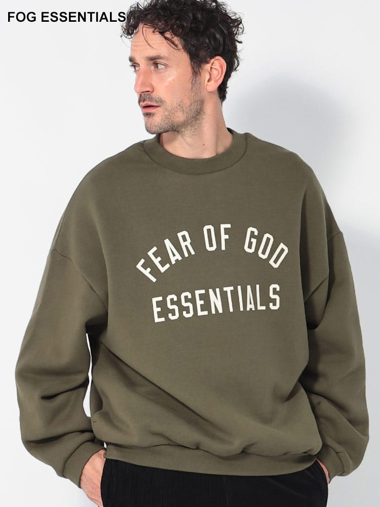 FOG ESSENTIALS (エフオージーエッセンシャルズ) 裏起毛 ロゴ ポケット付き クルーネック トレーナー FOG192BT24626 メンズ
