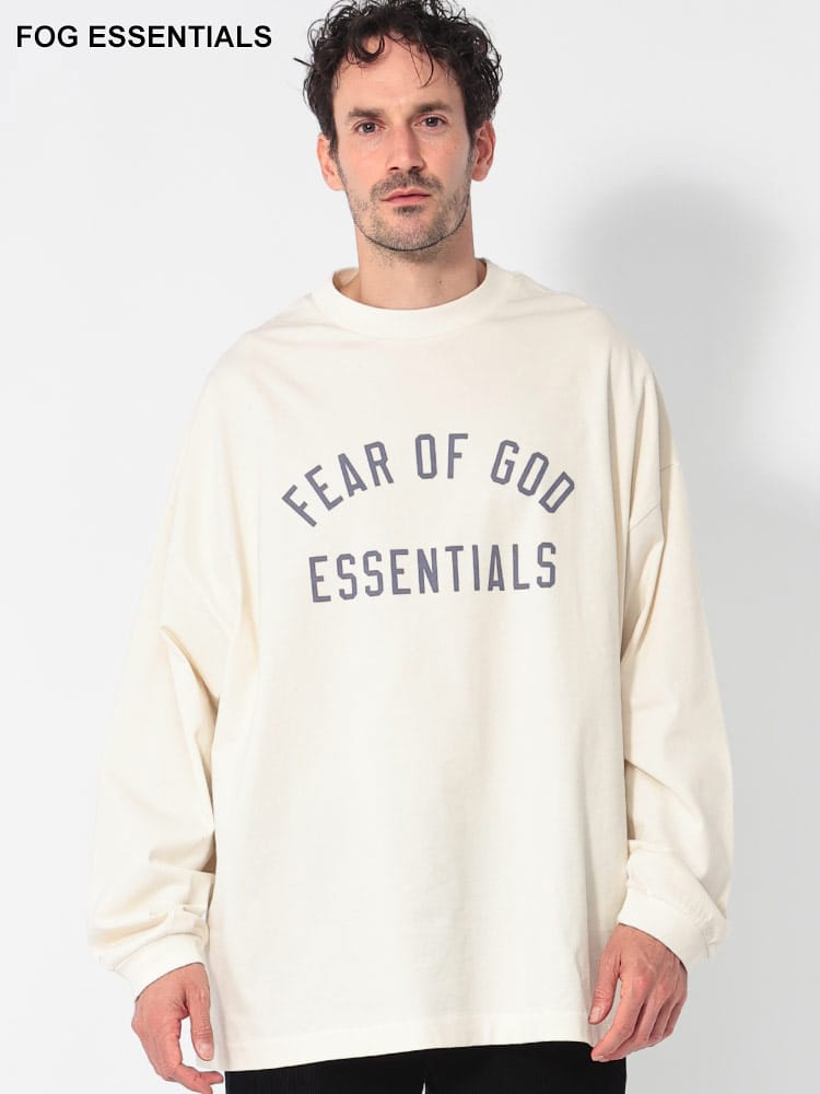 FOG ESSENTIALS (エフオージーエッセンシャルズ) フロントロゴ クルーネック 長袖 Tシャツ FOG125 XS S M L 1XL  トップス Tシャツ/カットソー【サカゼン公式通販】 FOG ESSENTIALS  Tシャツ  クリーム Sサイズ