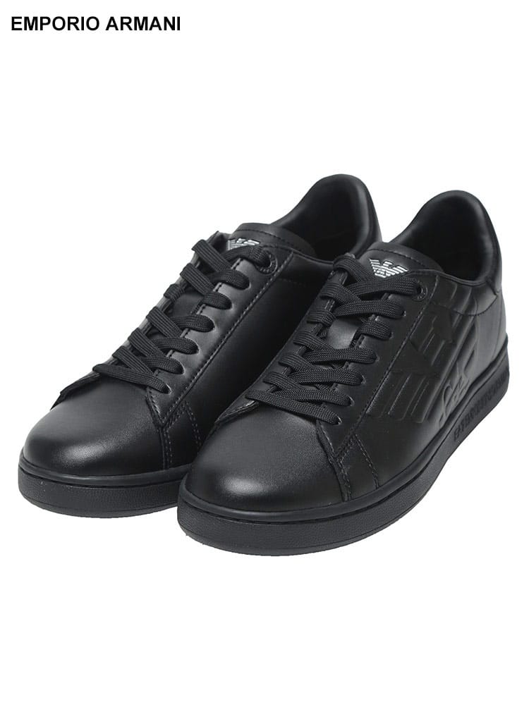 EMPORIO ARMANI (エンポリオアルマーニ) スムースレザー エンボスロゴ ローカットスニーカー EAX8X001XCC510 メンズ