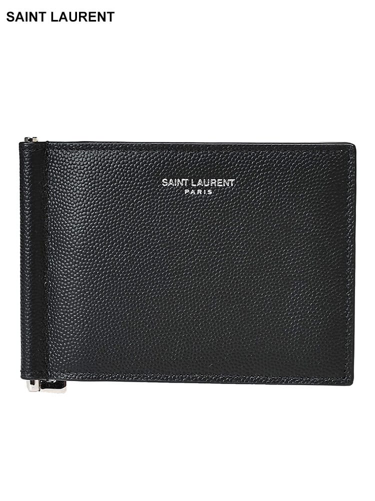 Saint Laurent (サンローラン) レザー マネークリップ付き 二つ折り 
