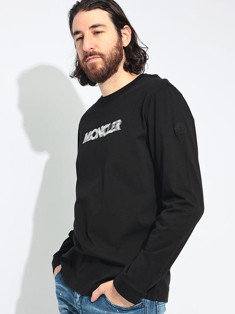 MONCLER (モンクレール) かすみロゴ クルーネック 長袖 Tシャツ MC8D0000389A17 メンズ