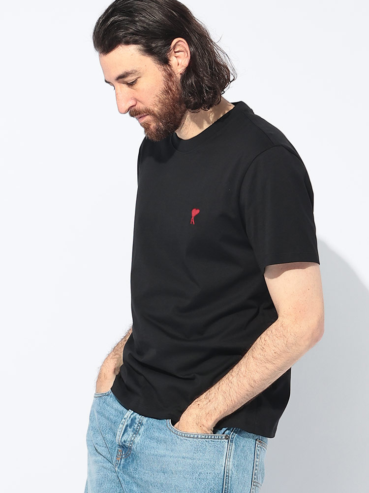 AMI PARIS (アミパリス) ワンポイント クルーネック 半袖 Tシャツ AMI DE COEUR