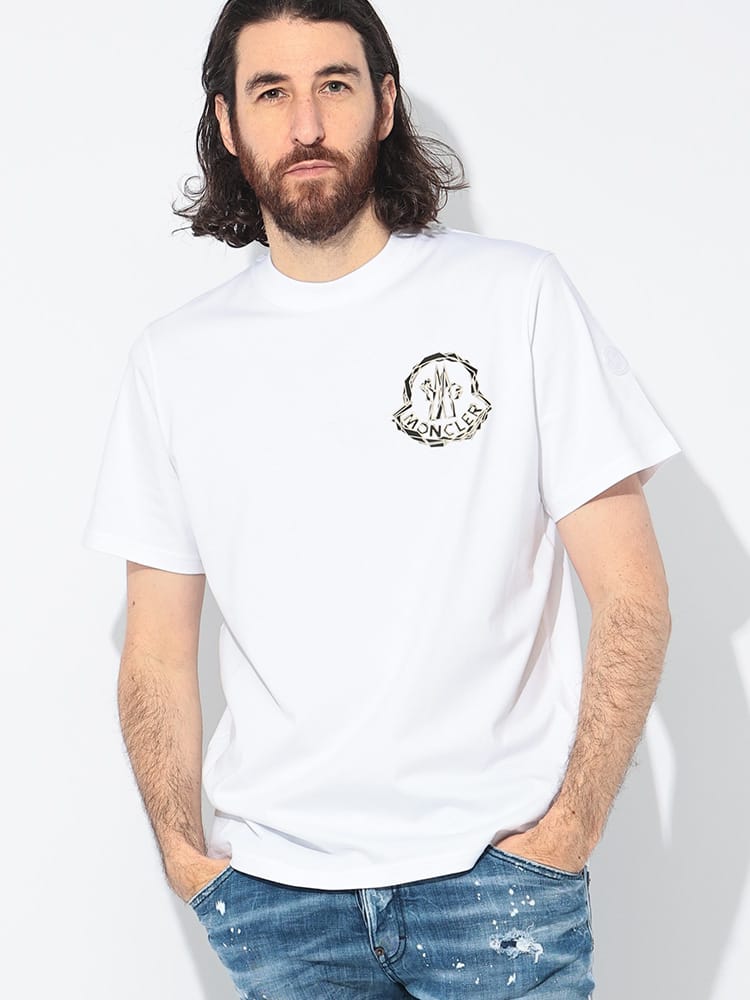 MONCLER (モンクレール) 胸ロゴ クルーネック 半袖 Tシャツ メンズ