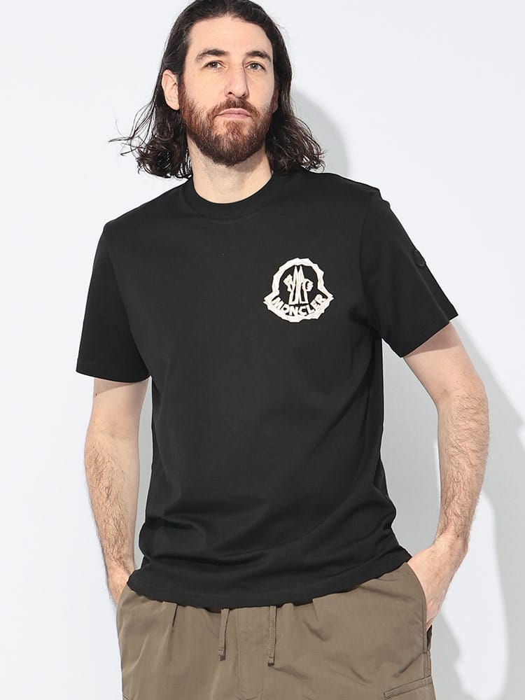 MONCLER (モンクレール) 胸ロゴ クルーネック 半袖 Tシャツ メンズ