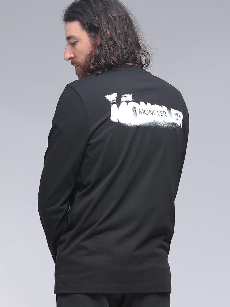 MONCLER (モンクレール) スプレーロゴプリント 長袖Tシャツ 