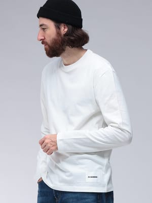JIL SANDER (ジルサンダー) ワンポイント クルーネック 長袖 Tシャツ JLGC0002JTN254 メンズ