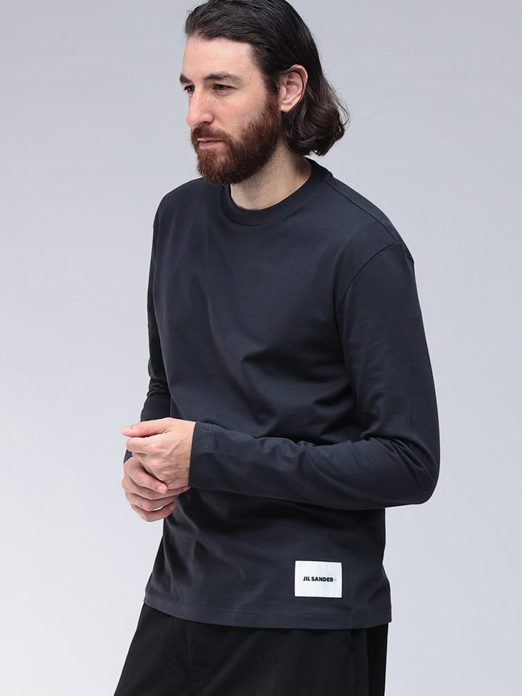 JIL SANDER (ジルサンダー) ワンポイント クルーネック 長袖 Tシャツ JLGC0002JTN254 メンズ