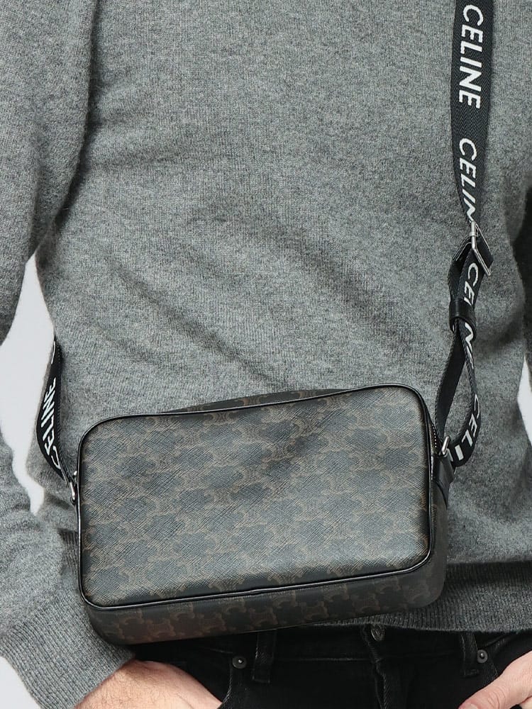 CELINE (セリーヌ) トリオンフキャンバス カーフスキン メッセンジャーバッグ CEL197202DND メンズ