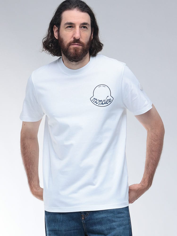 MONCLER (モンクレール) 胸エンボスアウトラインロゴ 半袖Tシャツ 