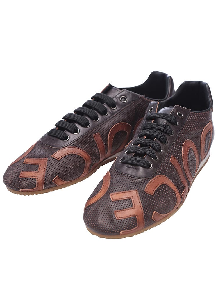 DOLCE&GABBANA  (ドルチェアンドガッバーナ) ロゴ パンチングレザー スニーカー DGCS1947AJ621 レディース