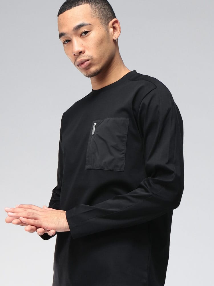 HERNO (ヘルノ) ロゴ マーセライズド コットンジャージ クルーネック 長袖 Tシャツ Laminar ラミナー HRJG00071UL メンズ