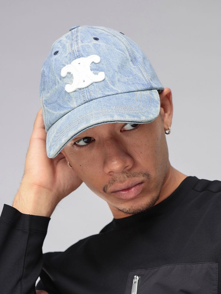 CELINE (セリーヌ) トリオンフ デニム ロゴ 刺繍 デニム ベースボールキャップ CELAA0B00ZZY メンズ