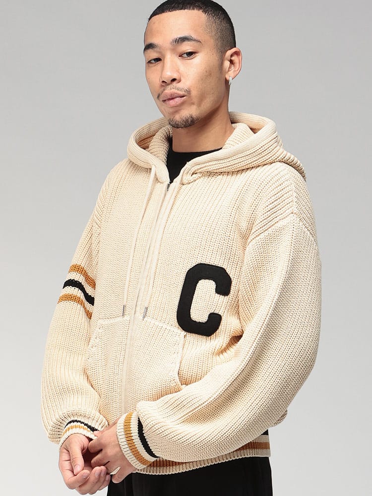 CELINE (セリーヌ) ローゲージ ライン フルジップ コットンニット 