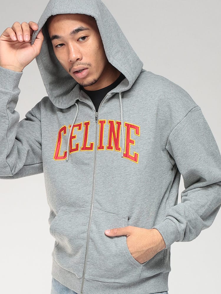 CELINE (セリーヌ) スウェット フロント ロゴ ルーズ フルジップ パーカー CELRY0HG670Q メンズ