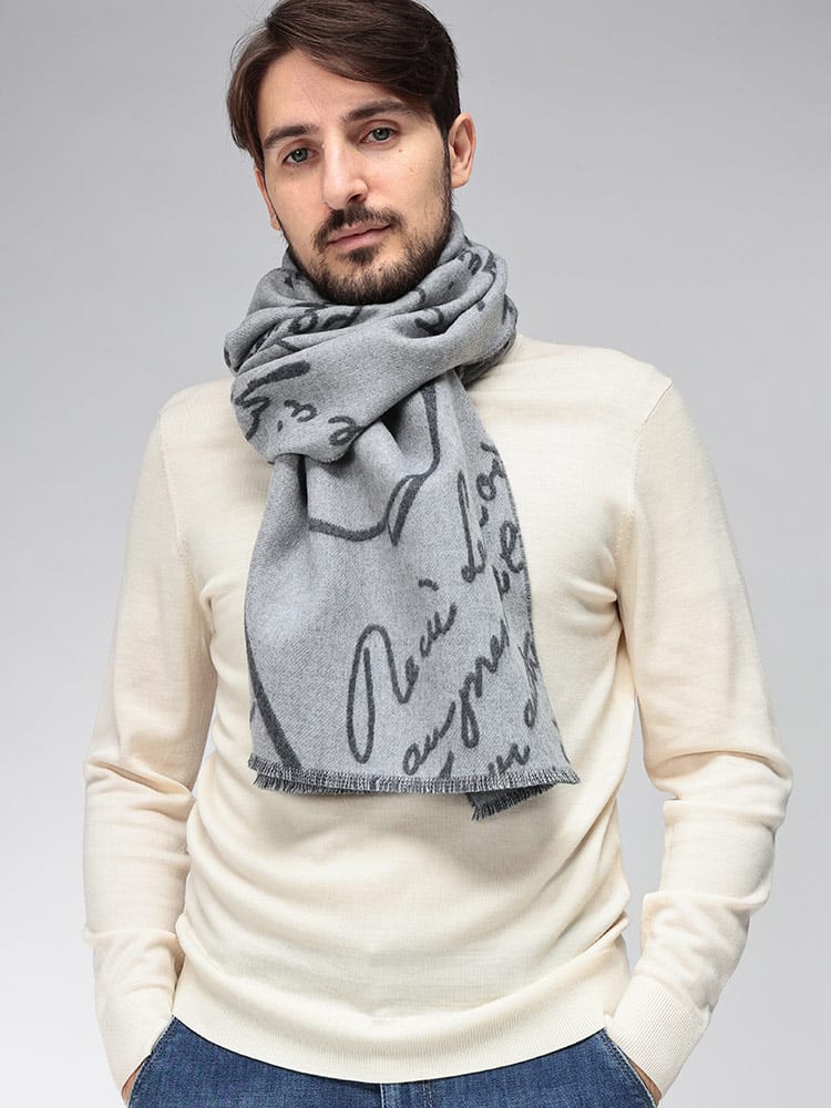 BERLUTI (ベルルッティ) ロゴ 総柄 ウール100％ リバーシブル 大判 