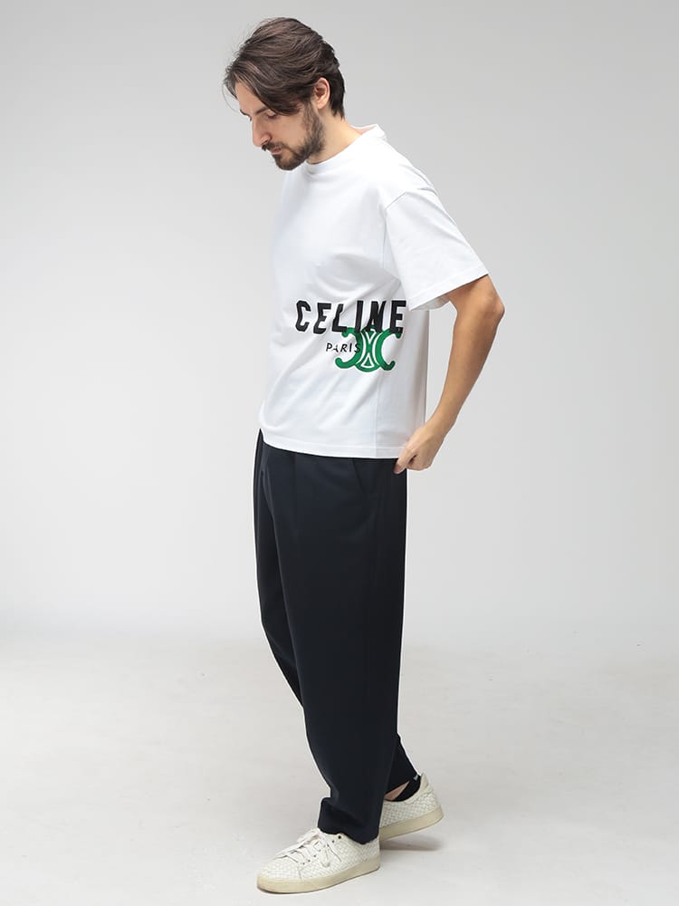 CELINE (セリーヌ) メンズ Tシャツ 半袖 トリオンフプリント クルー 