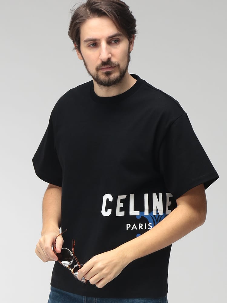 CELINE (セリーヌ) メンズ Tシャツ 半袖 トリオンフプリント クルー 