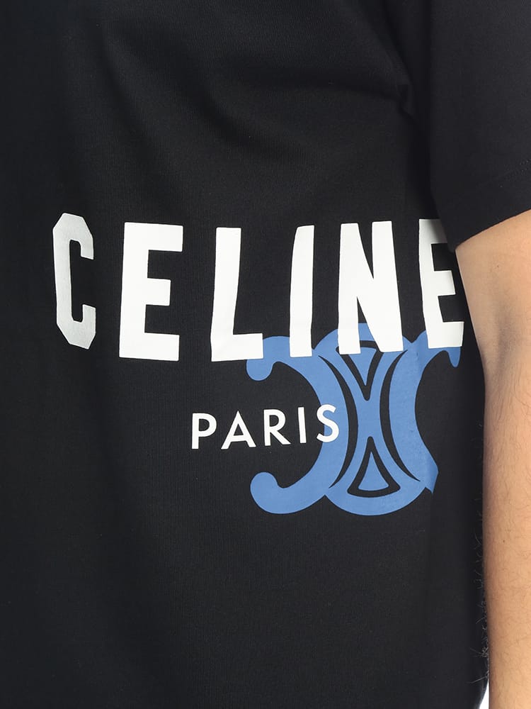 CELINE (セリーヌ) メンズ Tシャツ 半袖 トリオンフプリント クルー 
