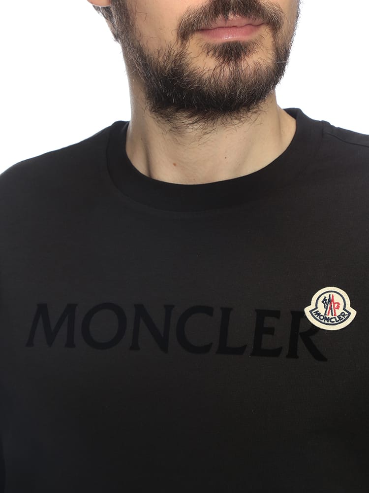MONCLER (モンクレール) メンズ Tシャツ 長袖 ロゴ＆ワッペン クルー 