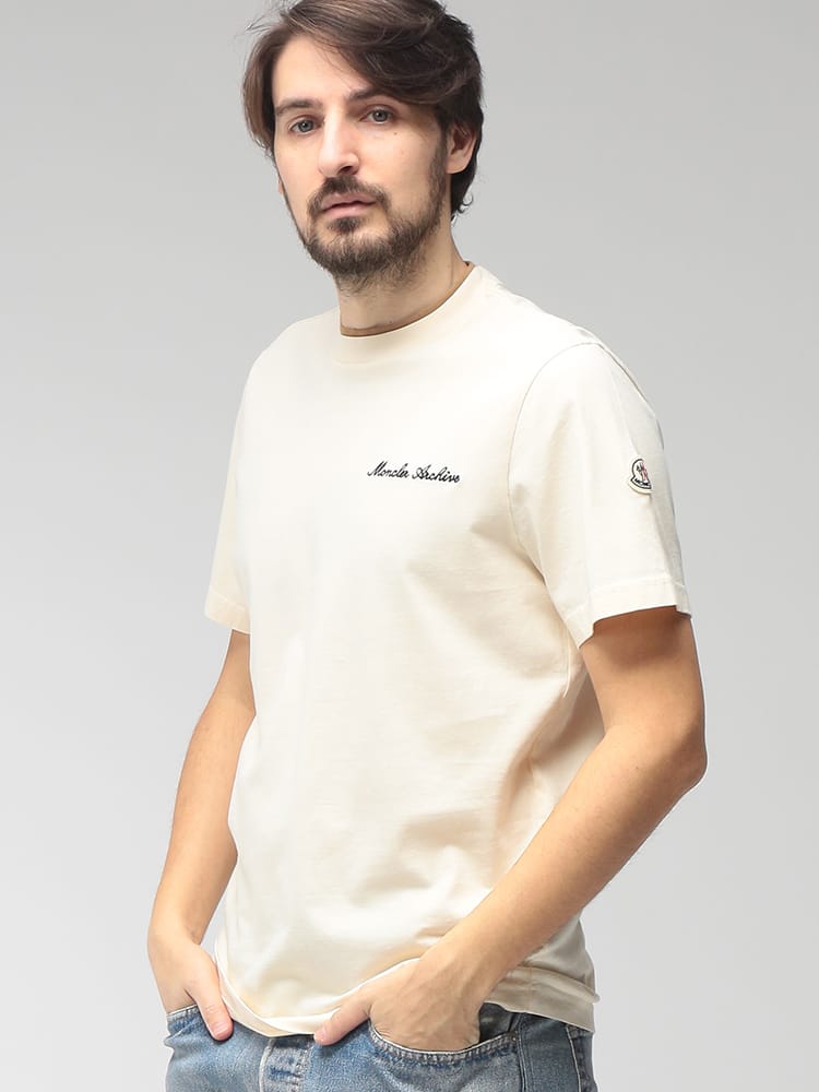 MONCLER (モンクレール) メンズ Tシャツ 半袖 ロゴ レイヤードネック コットン カットソー MC8C0001589AYY