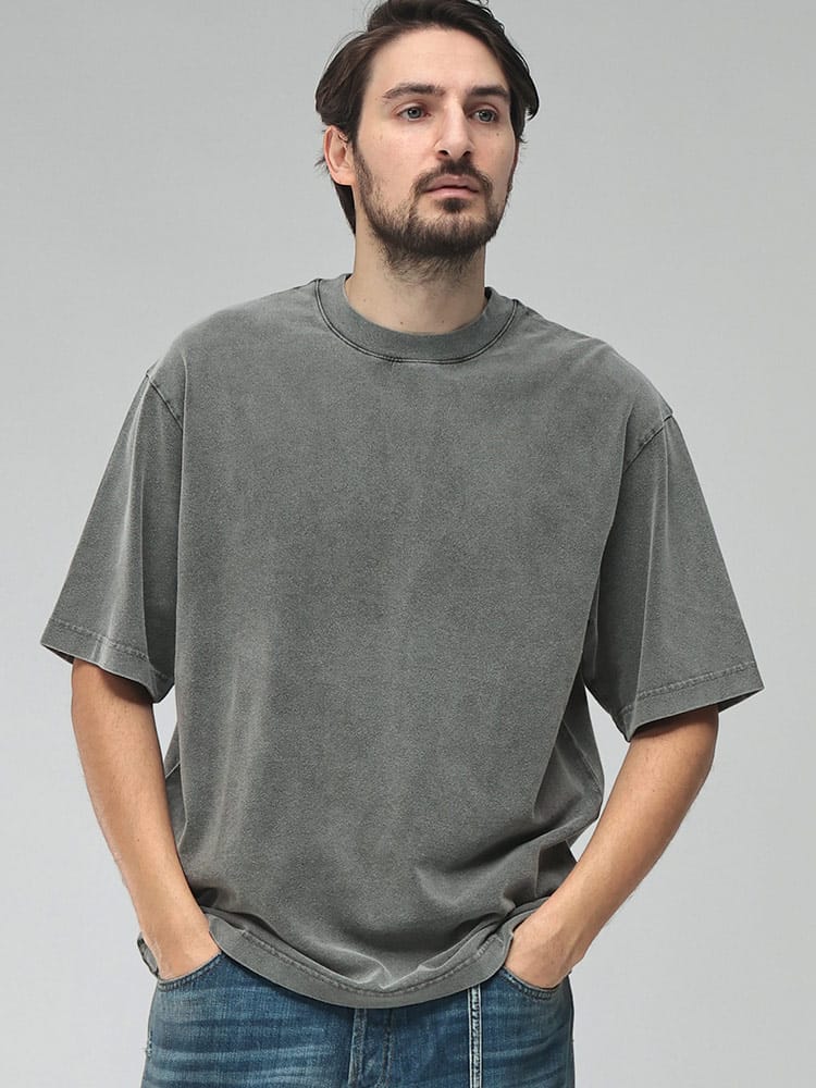 Acne Studios (アクネストゥディオズ) メンズ Tシャツ 半袖 ロゴ ラバーパッチ クルーネック 無地 カットソー ACCL0218