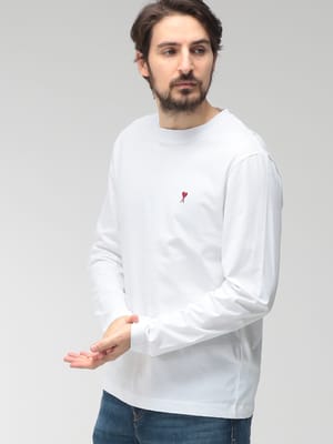 AMI PARIS (アミパリス) メンズ Tシャツ 長袖 ワンポイント クルーネック カットソー Ami de Coeur AMBFUTS23572426