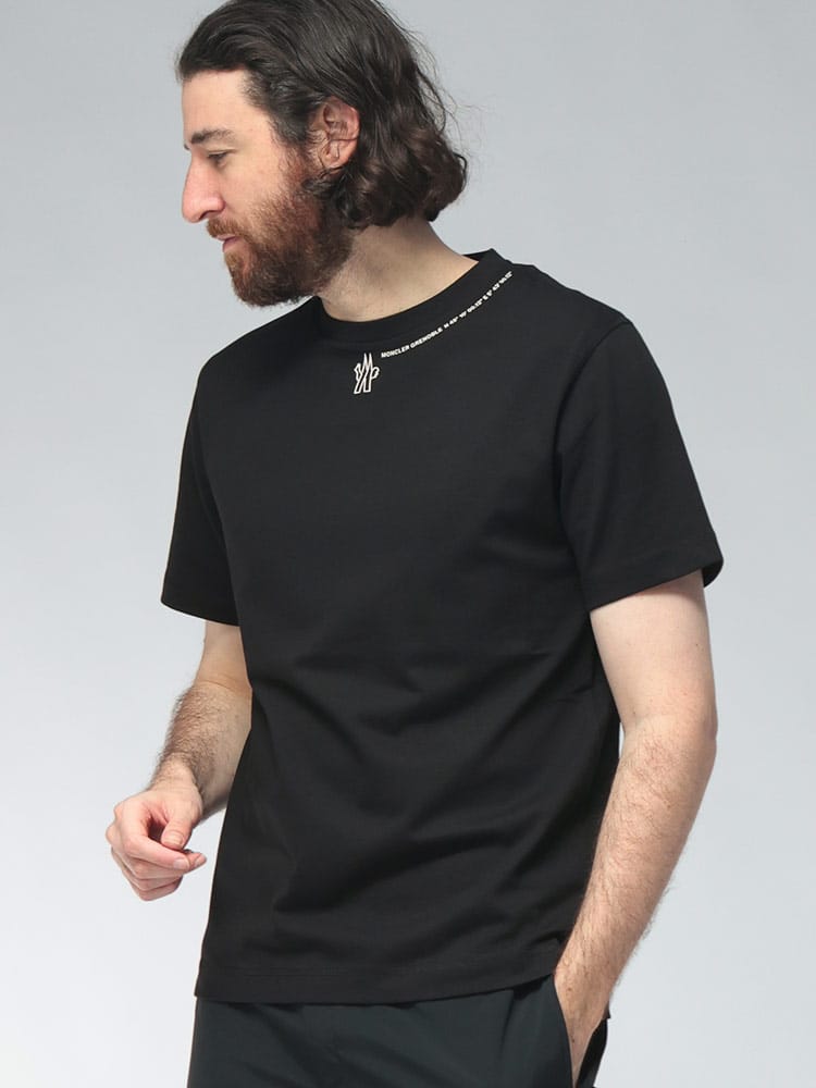 MONCLER (モンクレール) メンズ Tシャツ 半袖 グルノーブル ネックロゴ スリムフィット クルーネック カットソー MCGN8C0002089AZ