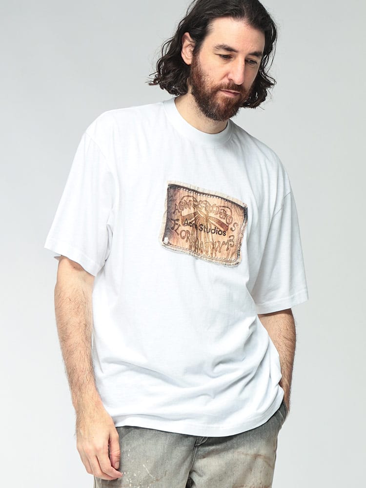 Acne Studios (アクネストゥディオズ) メンズ Tシャツ 半袖 コットン リボンロゴ クルーネック カットソー ACCL0391