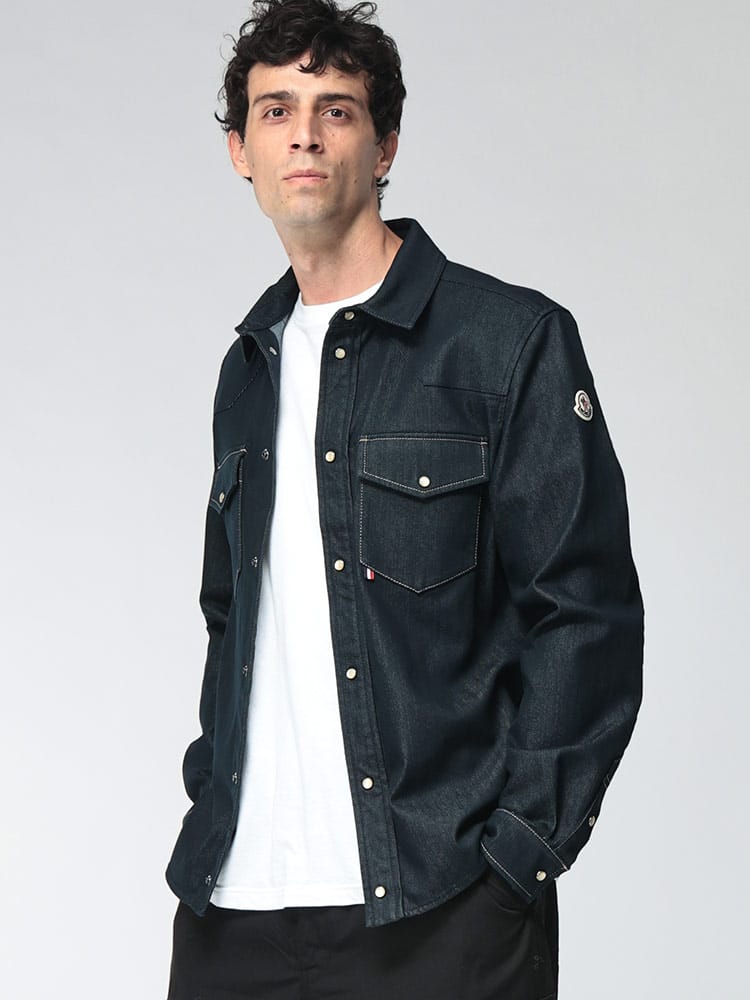 MONCLER (モンクレール) メンズ シャツ 長袖 ワンポイント ポケット デニムシャツ MC2F00008598X1
