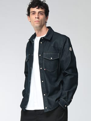 MONCLER (モンクレール) メンズ シャツ 長袖 ワンポイント ポケット デニムシャツ MC2F00008598X1