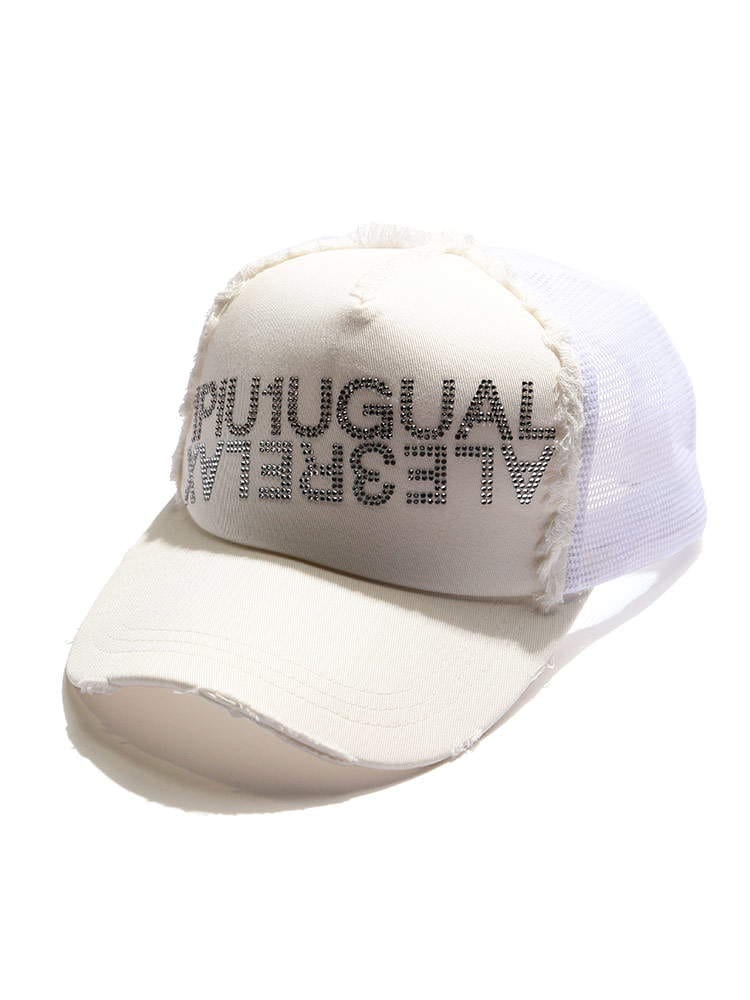 【当店独占販売】 1PIU1UGUALE3 RELAX (ウノ ピュ ウノ ウグァーレ トレ リラックス) ダブルロゴ ラインストーン メッシュ切り替え キャップ 1PRUSZ21001