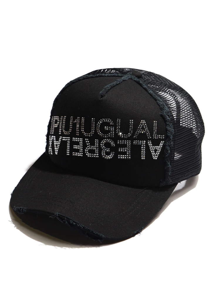 【当店独占販売】 1PIU1UGUALE3 RELAX (ウノ ピュ ウノ ウグァーレ トレ リラックス) ダブルロゴ ラインストーン メッシュ切り替え キャップ 1PRUSZ21001