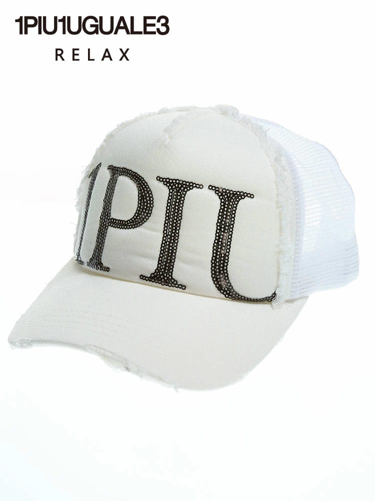1PIU1UGUALE3 RELAX (ウノ ピュ ウノ ウグァーレ トレ リラックス) ビーズロゴ メッシュ キャップ BIG LOGO 1PRUSZ21019