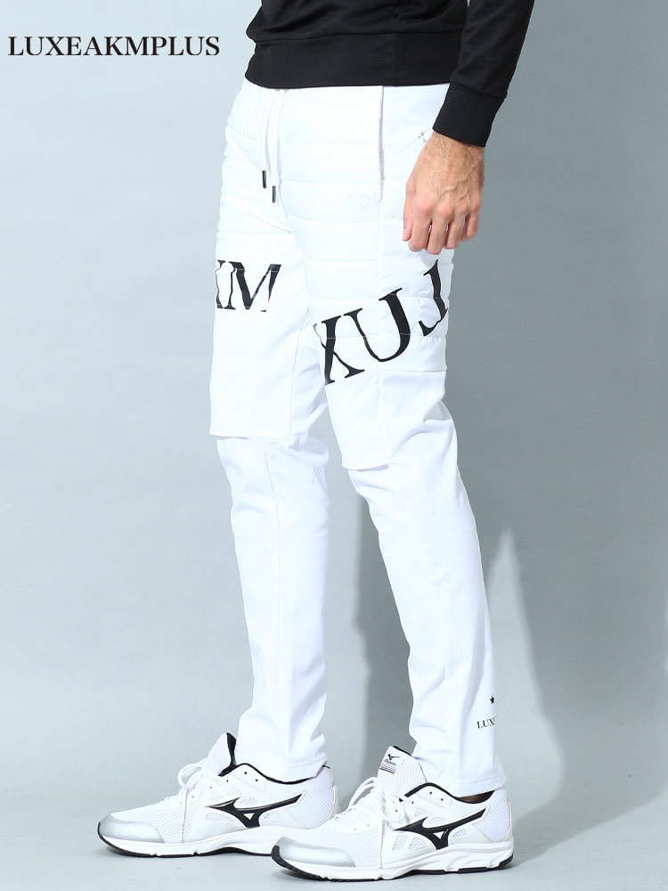 リュクスエイケイエムプラス メンズ パンツ LUXEAKMPLUS ブランド ボトムス ロングパンツ ロゴ プリント 中綿 ゴルフ スポーツ LALAB22001