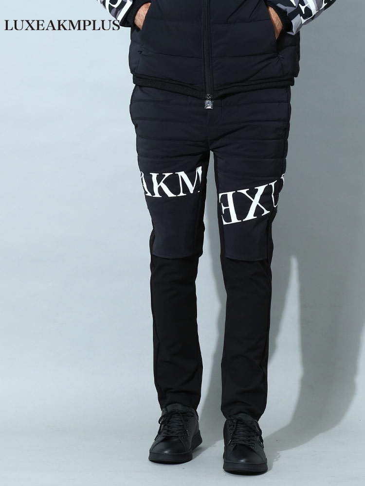 リュクスエイケイエムプラス メンズ パンツ LUXEAKMPLUS ブランド ボトムス ロングパンツ ロゴ プリント 中綿 ゴルフ スポーツ LALAB22001