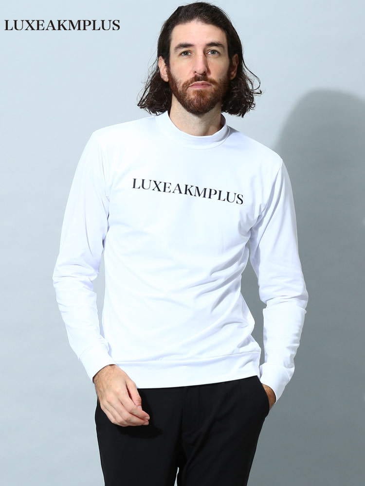 リュクスエイケイエムプラス メンズ Tシャツ 長袖 LUXEAKMPLUS ブランド トップス ロンT ロゴ プリント ハイネック ゴルフ スポーツ LALAT22001