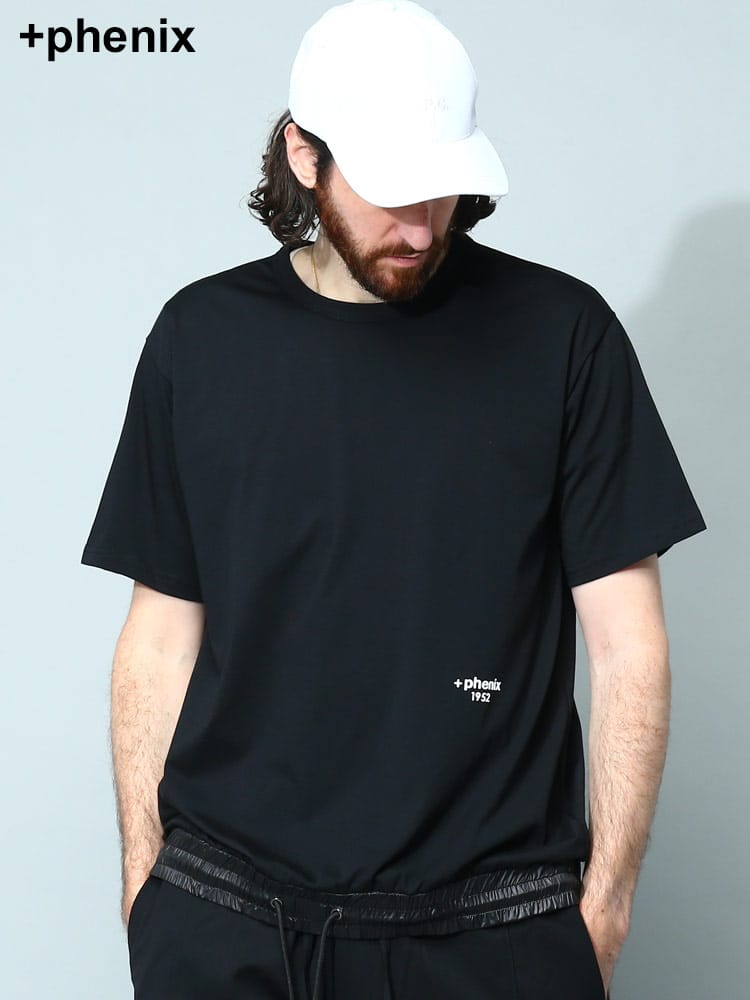 +phenix (プラスフェニックス) ワンポイント 裾ドローコード クルーネック 半袖 Tシャツ メンズ ブランド PXPOT23006