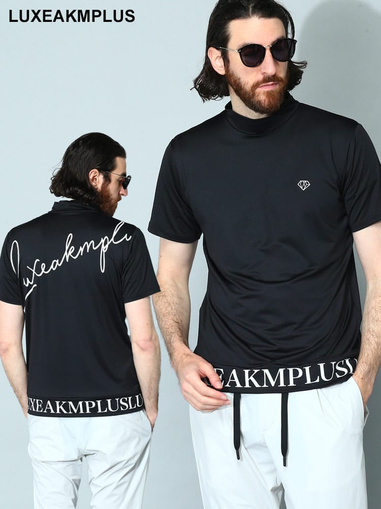 LUXEAKMPLUS (リュクスエイケイエムプラス) ロゴプリント モックネック 半袖 Tシャツ LALAT23011 メンズ ブランド