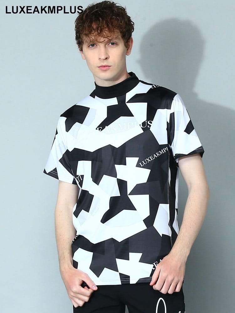 LUXEAKMPLUS (リュクスエイケイエムプラス) カモフラージュ モックネック 半袖 Tシャツ LALAT23001 メンズ ブランド ゴルフウェア スポーツ