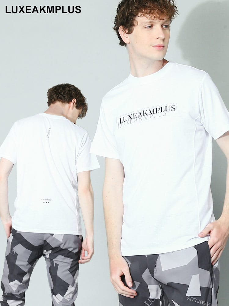 LUXEAKMPLUS (リュクスエイケイエムプラス) ロゴプリント クルーネック 半袖 Tシャツ LALAT23007 メンズ ブランド ゴルフウェア スポーツ