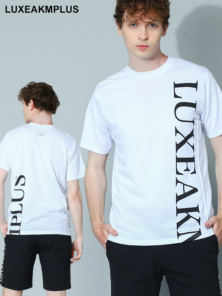 LUXEAKMPLUS (リュクスエイケイエムプラス) 縦ロゴ クルーネック 半袖 Tシャツ LALAT23008 メン【サカゼン公式通販】