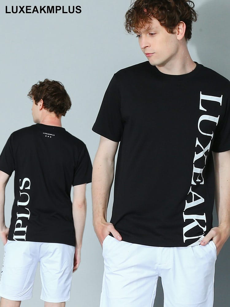 LUXEAKMPLUS (リュクスエイケイエムプラス) 縦ロゴ クルーネック 半袖 Tシャツ LALAT23008 メンズ ブランド ゴルフウェア スポーツ