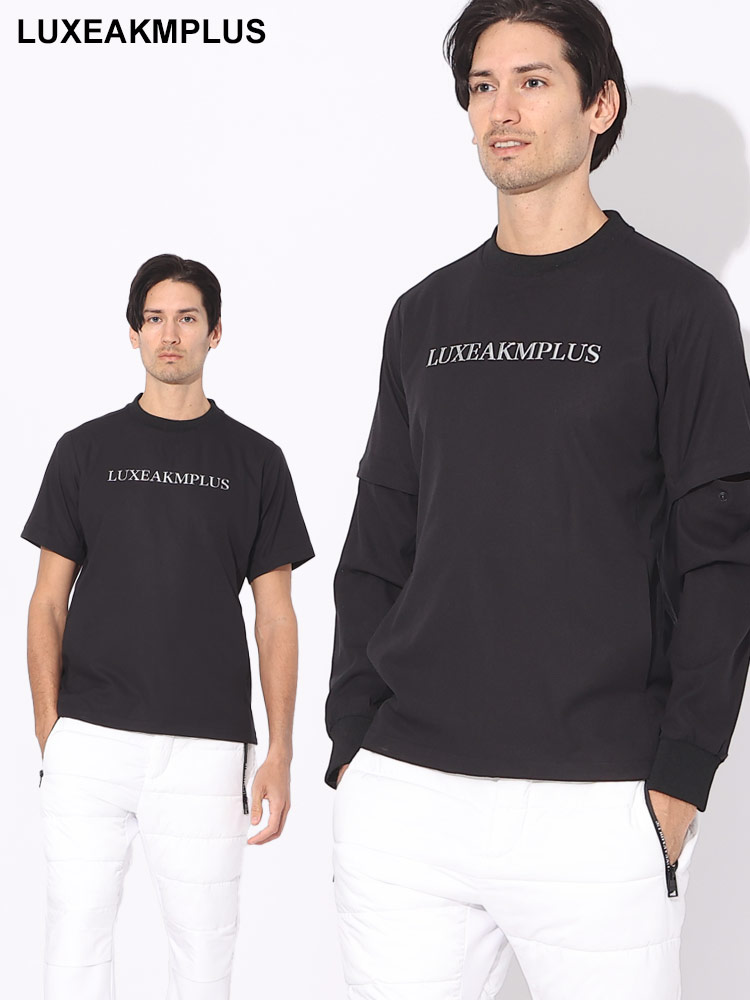LUXEAKMPLUS (リュクスエイケイエムプラス) 2WAYスリーブ ロゴ クルーネック Tシャツ 半袖 長袖 LALAO23045 ブランド メンズ 男性 トップス