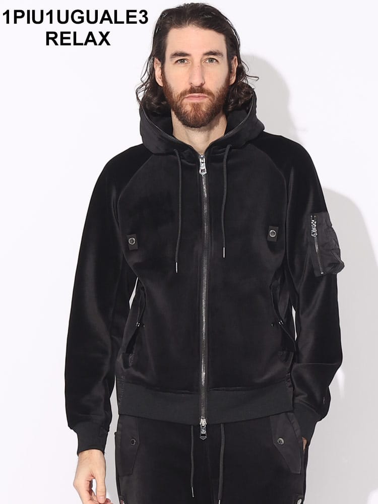 1PIU1UGUALE3 RELAX (ウノ ピュ ウノ ウグァーレ トレ リラックス) コーデュロイ フルジップ パーカー セットアップ対応 1PRUSO23092 ブランド メンズ 男性 トップス