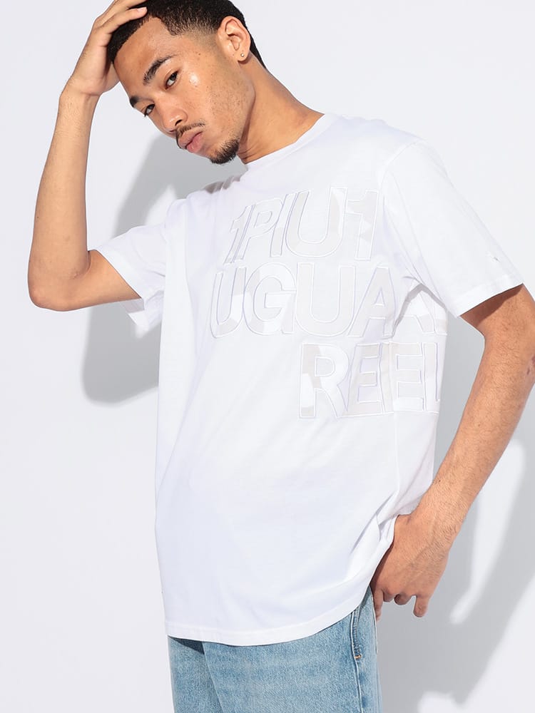 1PIU1UGUALE3 RELAX (ウノ ピュ ウノ ウグァーレ トレ リラックス) 迷彩ロゴ 半袖Tシャツ ストレッチ 1PRUST24096SZ メンズ