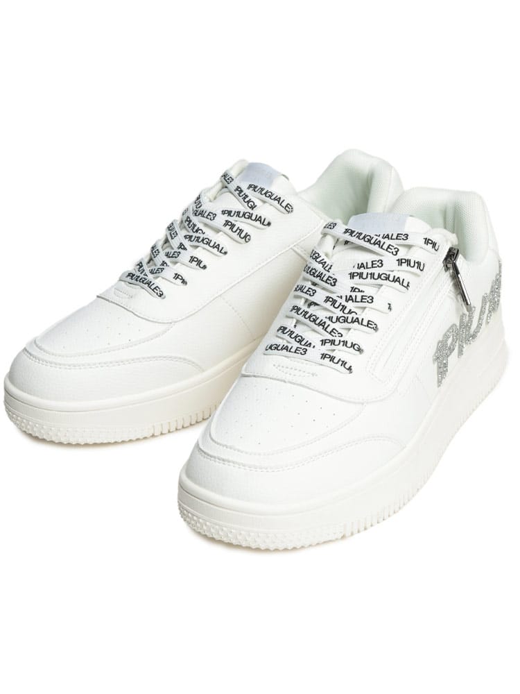 1PIU1UGUALE3 RELAX (ウノ ピュ ウノ ウグァーレ トレ リラックス) ラインストーン ロゴソール ジップアップ ローカットスニーカー 1PRUSX24018 メンズ