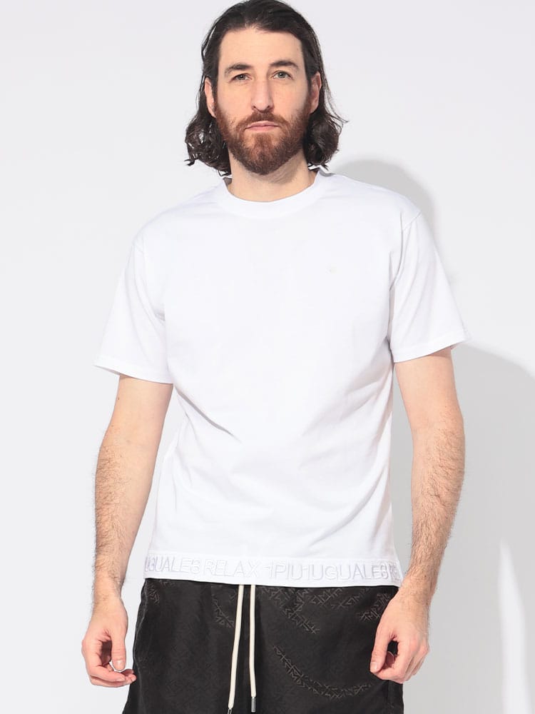 1PIU1UGUALE3 RELAX (ウノ ピュ ウノ ウグァーレ トレ リラックス) 別注 裾＆バックロゴ クルーネック 半袖 Ｔシャツ 1PRUST25119SZ メンズ