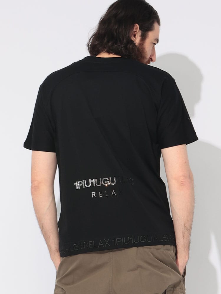 1PIU1UGUALE3 RELAX (ウノ ピュ ウノ ウグァーレ トレ リラックス) 別注 裾＆バックロゴ クルーネック 半袖 Ｔシャツ 1PRUST25119SZ メンズ