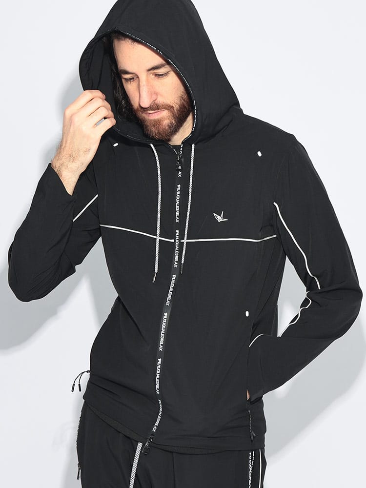 1PIU1UGUALE3 RELAX (ウノ ピュ ウノ ウグァーレ トレ リラックス) パイピング ナイロン ダブル フルジップ パーカー 1PRUSO25025 メンズ