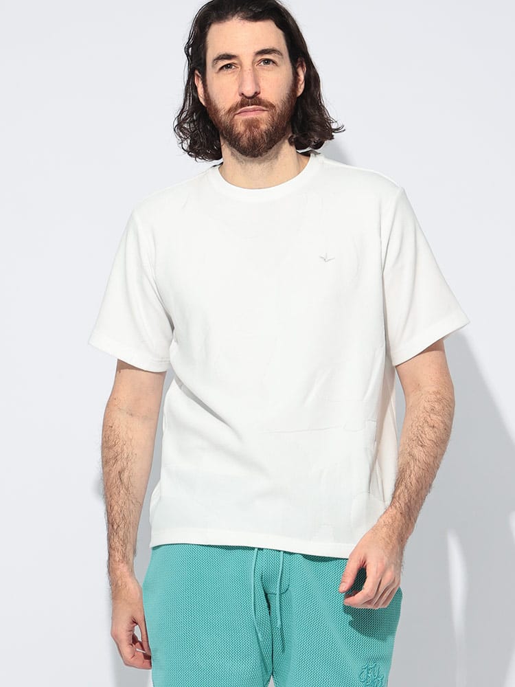 1PIU1UGUALE3 RELAX (ウノ ピュ ウノ ウグァーレ トレ リラックス) ビッグカモ ジャガード クルーネック 半袖 Tシャツ 1PRUSK25012 メンズ